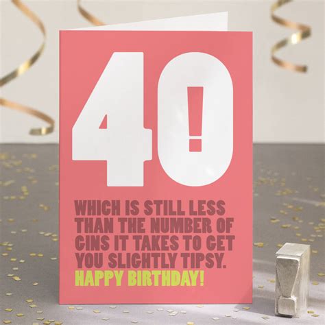 Funny 40th Birthday Card For Gin Lovers By Wordplay Design