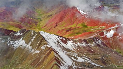 Aerial View Of Snowy Peaks Of Vinicunca Bing Wallpaper Gallery