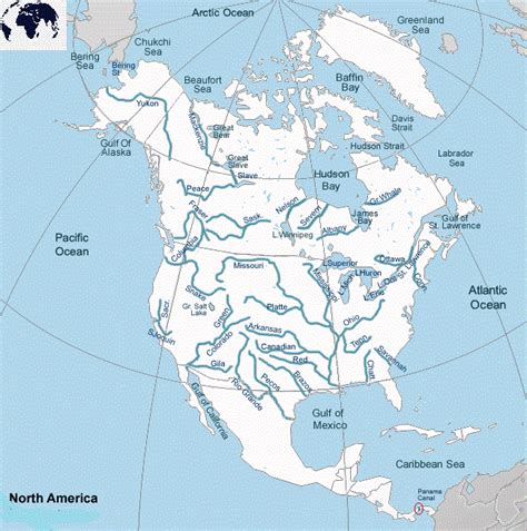 Free Printable Map Of North America Rivers In Pdf North America