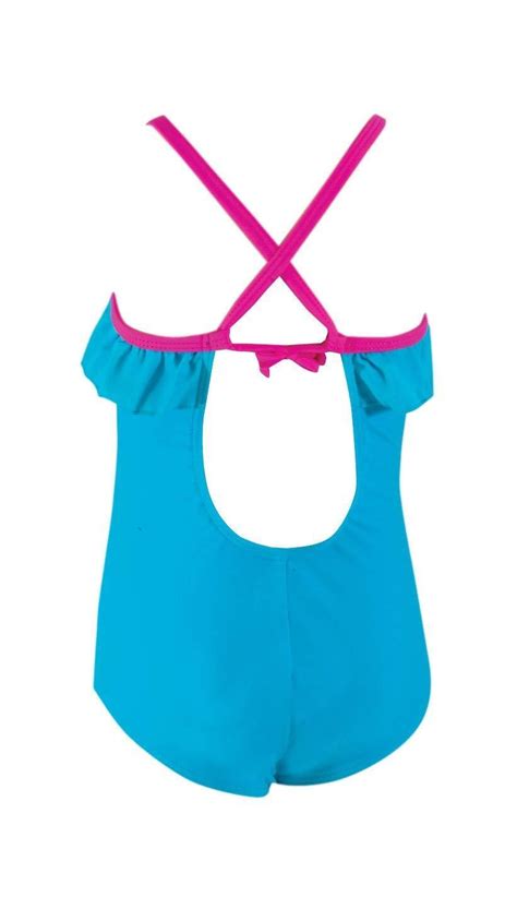 Zoggs Girls Seaside Tieback Swimsuit Swimming Costume With Frill