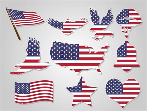 American Flag Shapes Set 963062 Vector Art At Vecteezy