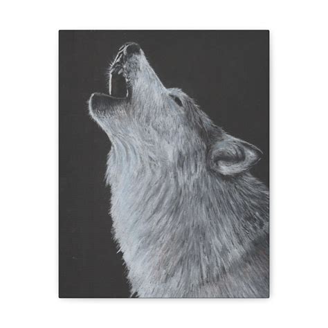Howling Wolf Pastel Drawing By Carl Lang 11x14 Printed On A Canvas