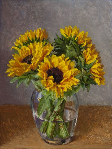 Wang Fine Art Sunflower Oil Painting Original Still Life