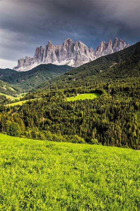 Geisler Odle Dolomites Peaks Val Di Funes Italy Stock Image Image Of