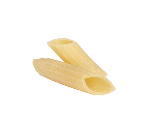 Two Penne Pasta Pieces Isolated On A White Background Stock Photo