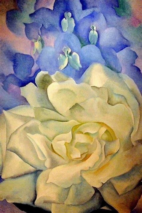 This beautiful floral bookplate was taken directly from a vintage book published in 1987 (not a copy). Georgia O'Keefe, White Rose With Larkspur 2 - BC Copywriting