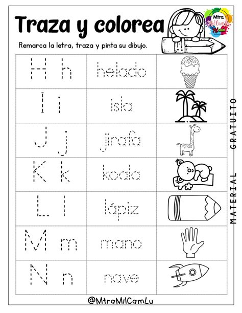 Traza Y Colorea Las Palabras Del Abecedario