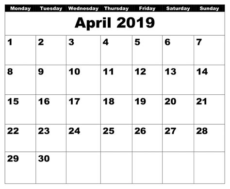 April 2019 Calendar Printable Business Calendar Printables Monthly