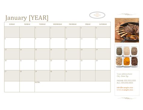 Any Year One Month Calendar With Notes
