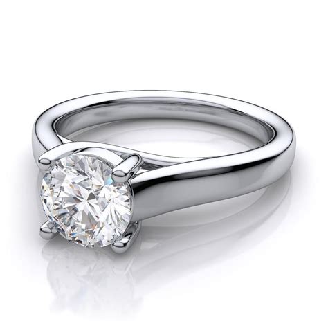 Prong Set 1 Carat Round Diamond Engagement Ring White Gold Jewelry In