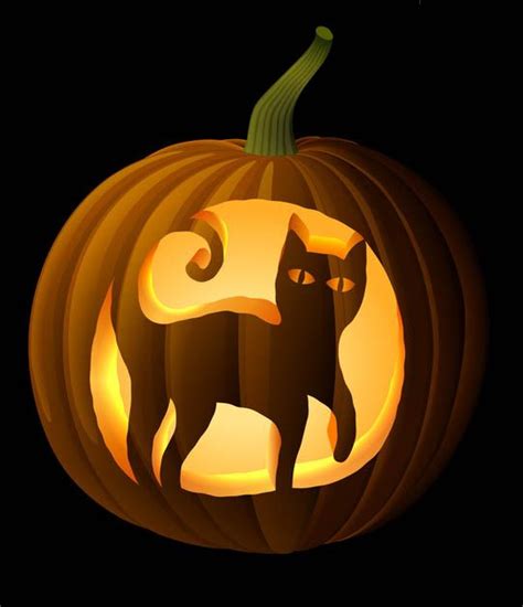 8 Awesomely Scary Free Pumpkin Template Designs Cat Pumpkin Carving