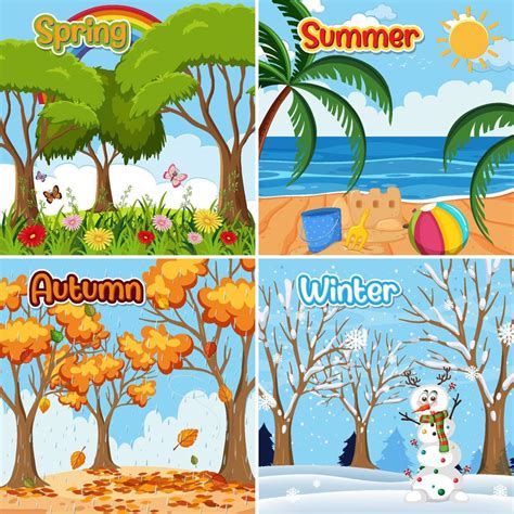 Different Four Seasons Posters 4656559 Vector Art At Vecteezy
