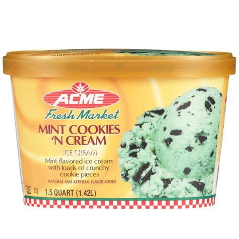 Acme Fresh Market Mint Flavored Ice Cream With Loads Of Crunchy Cookie