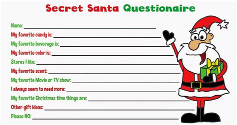 Funny gift exchange ideas for work. Hannah's Creative Cove: Secret Santa Questionnaire
