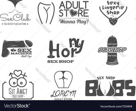 Collection Of Cute Sex Shop Logo And Badge Design Vector Image