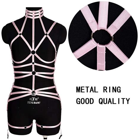 Womens Full Body Harness Bra Garter Set Lingerie Cage Punk Gothic Belt