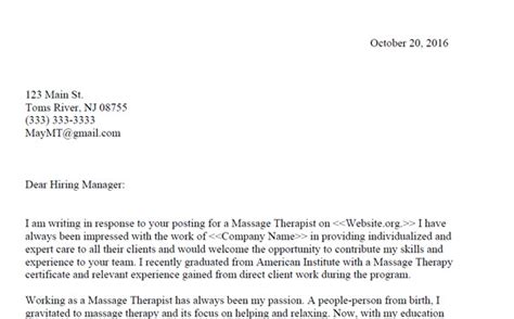 massage therapy cover letter sample aigrads