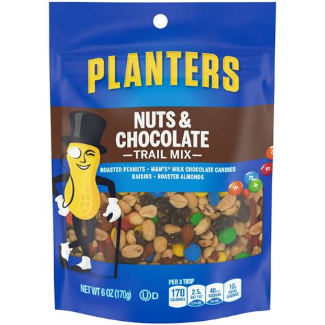 Planters Nuts And Chocolate Trail Mix With Roasted Peanuts Mandm Chocolate Candies Raisins