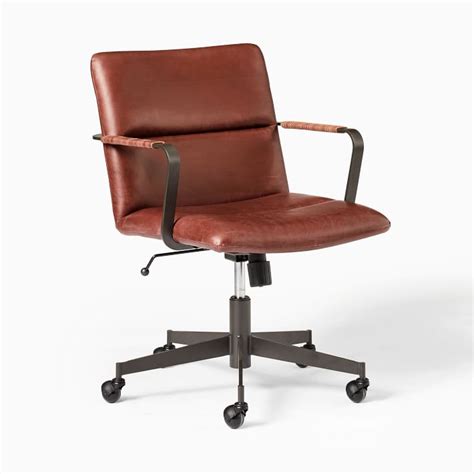 Cooper Mid Century Leather Swivel Office Chair O 