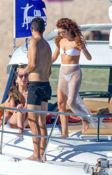 sarah hyland in a white bikini on a boat in cabo san lucas 12 02 2020