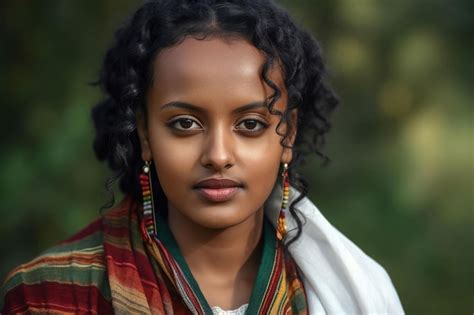 Premium Ai Image Cute Ethiopian Woman Face Cute Female Generate Ai