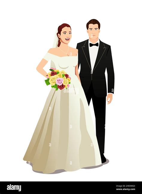 A Vector Illustration Of A Wedding Couple Stock Vector Image And Art Alamy