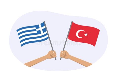 Turkey And Greece Flags Greek And Turkish National Symbols Hand