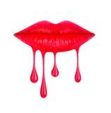 Red Lipstick Dripping Paint Drips Lipgloss Dripping From Sexy Lips Blood Liquid Drops On