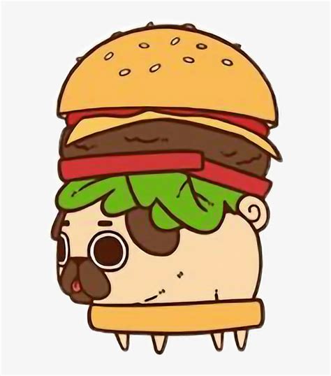 Png Free Stock Cute Kawaii Pug Chibi Food Hamburger Puglie Burger