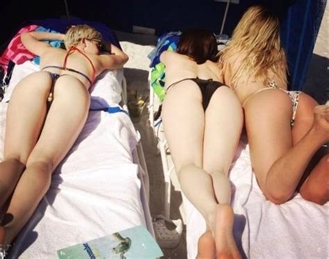 Miley Cyrus Face Down Ass Up Thong Bikini Pic