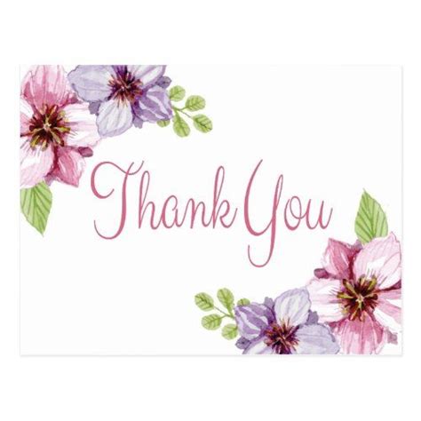 Thank you lexington florist for your creativity and thank you to matt and allie for ordering them. Floral Watercolor Thank You Purple Flower Postcard ...