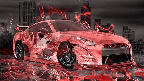 Nissan GTR R JDM Anime Girl Aerography City Car El Tony Gtr Red HD Wallpaper Pxfuel