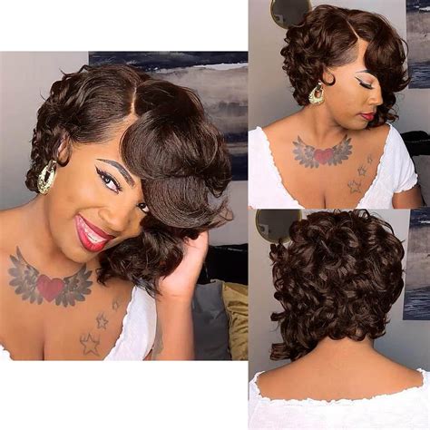 Amazon Com BeiSDWig Short Afro Curly Bob Wig Synthetic Bob Wigs For