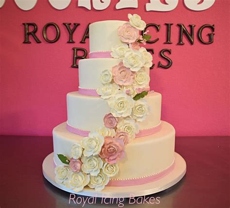 Ivory And Blush Tiered Wedding Cake Tiered Wedding Cake Wedding