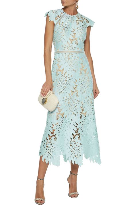 Sky Blue Nala Crochet Trimmed Guipure Lace Midi Dress Sale Up To 70