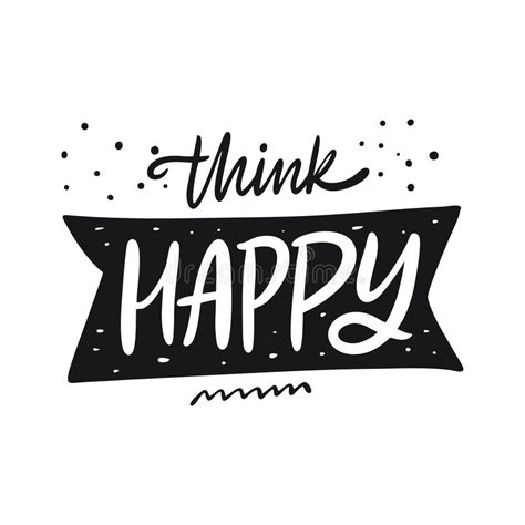 Think Positive Hand Drawn Vector Lettering Quote Cartoon Style