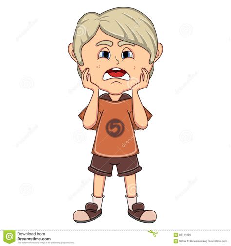 Little Boy Sad Cartoon Stock Vector Illustration Of