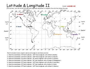 In this latitude and longitude practice worksheet, students read the instructions in order to play a game based on place location. Latitude & Longitude - Geography Practice Maps by Geo ...