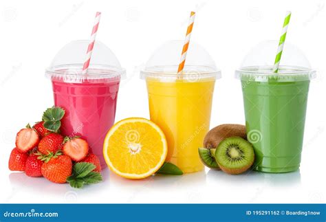 Fresh Fruit Juice Smoothies Drink Drinks Cups Healthy Eating Isolated