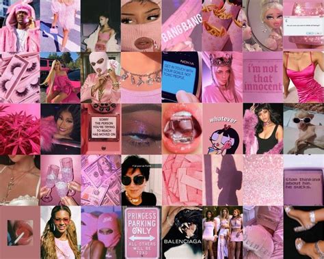 Pink Baddie Aesthetic Wall Collage Kit Digital Pink Baddie