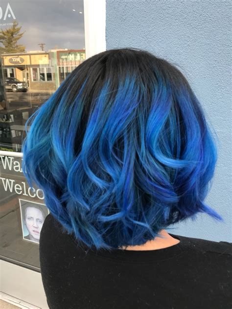 Short Blue Hair Short Dyed Hair Dark Blue Hair Blue Ombre Hair Edgy