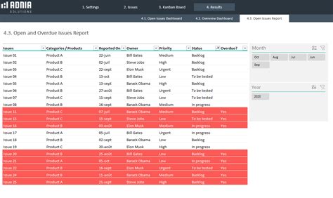 Issue Log Excel Template Adnia Solutions