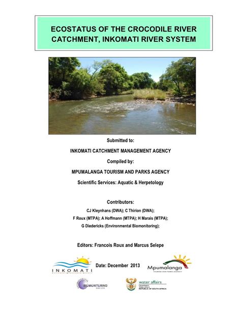 Ecostatus Of The Crocodile River Catchment Inkomati River System Docslib