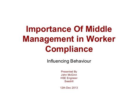 Presentation Middle Management In Managing Worker Compliance Behaviour