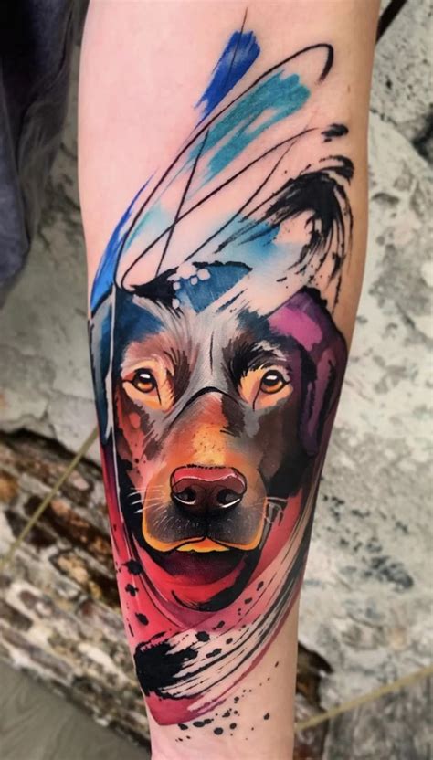 Watercolor Forearm Dog Tattoo Tattoogoto