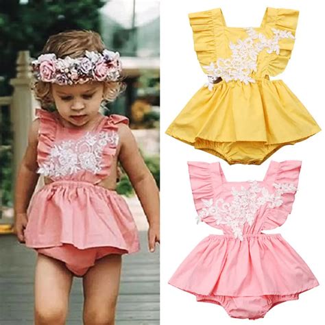 Fashion Embroidered Lace Toddler Baby Girl Romper Jumpsuit Sunsuit