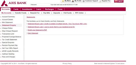 Axis bank internet banking is an effective way of conducting banking transactions from a remote location. How to Download Bank Statement in PDF ? - Money View ...
