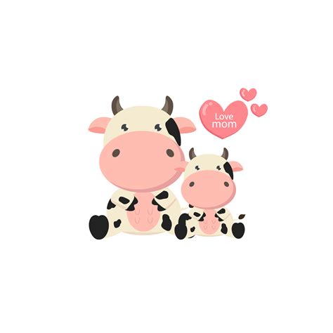 Mother And Baby Cow Cute Farm Animal Cartoon Download