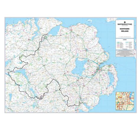 Northern Ireland Road Map Wall Map Of Northern Ireland