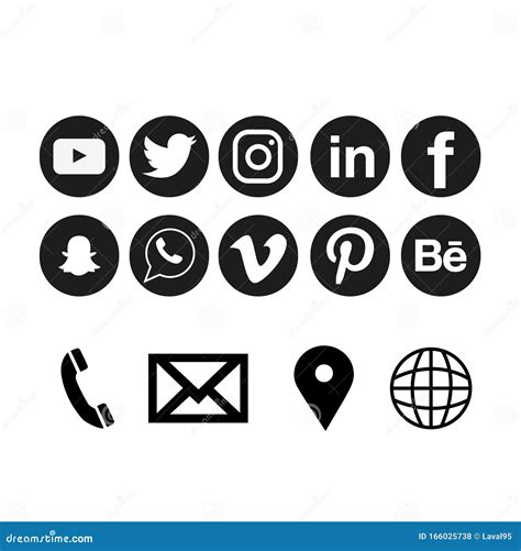 Iconos De Redes Sociales Redondos O Logos De Redes Sociales Conjunto De